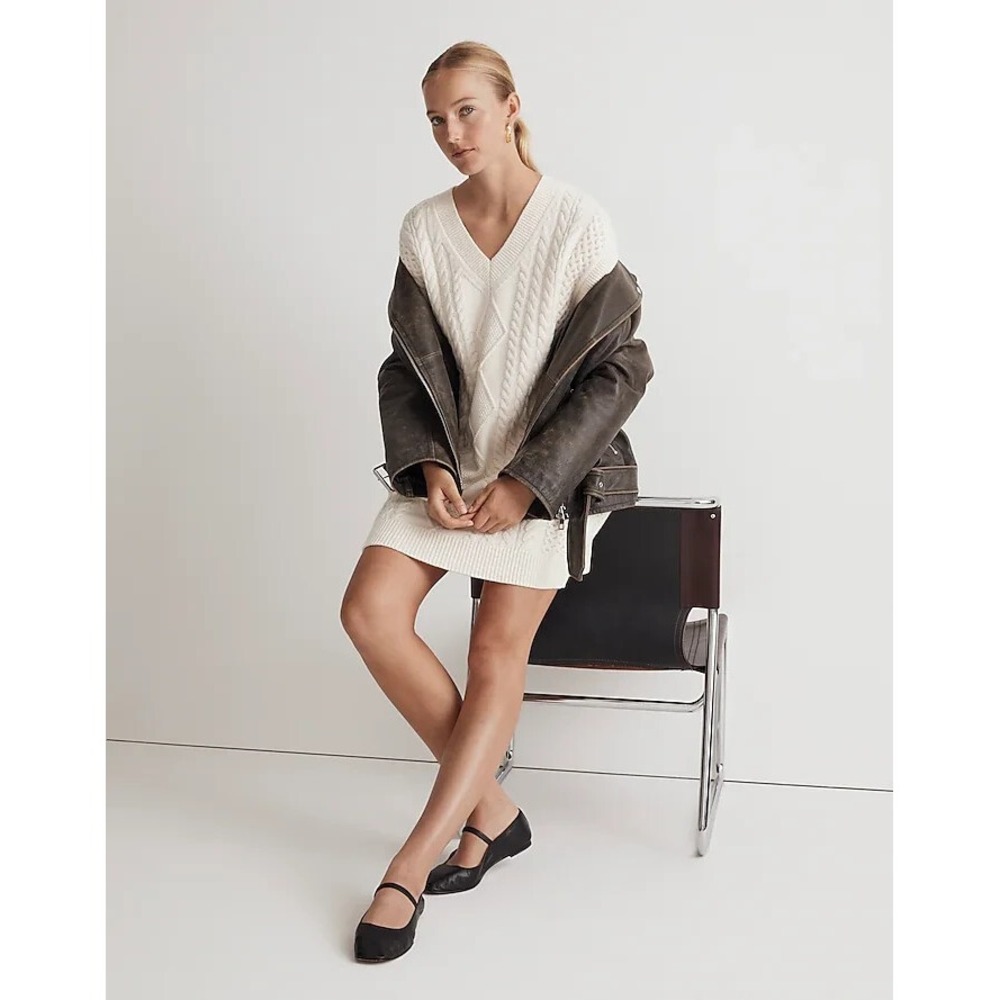 Madewell Womens Cable-Knit Oversized Mini Sweater Dress Size Large